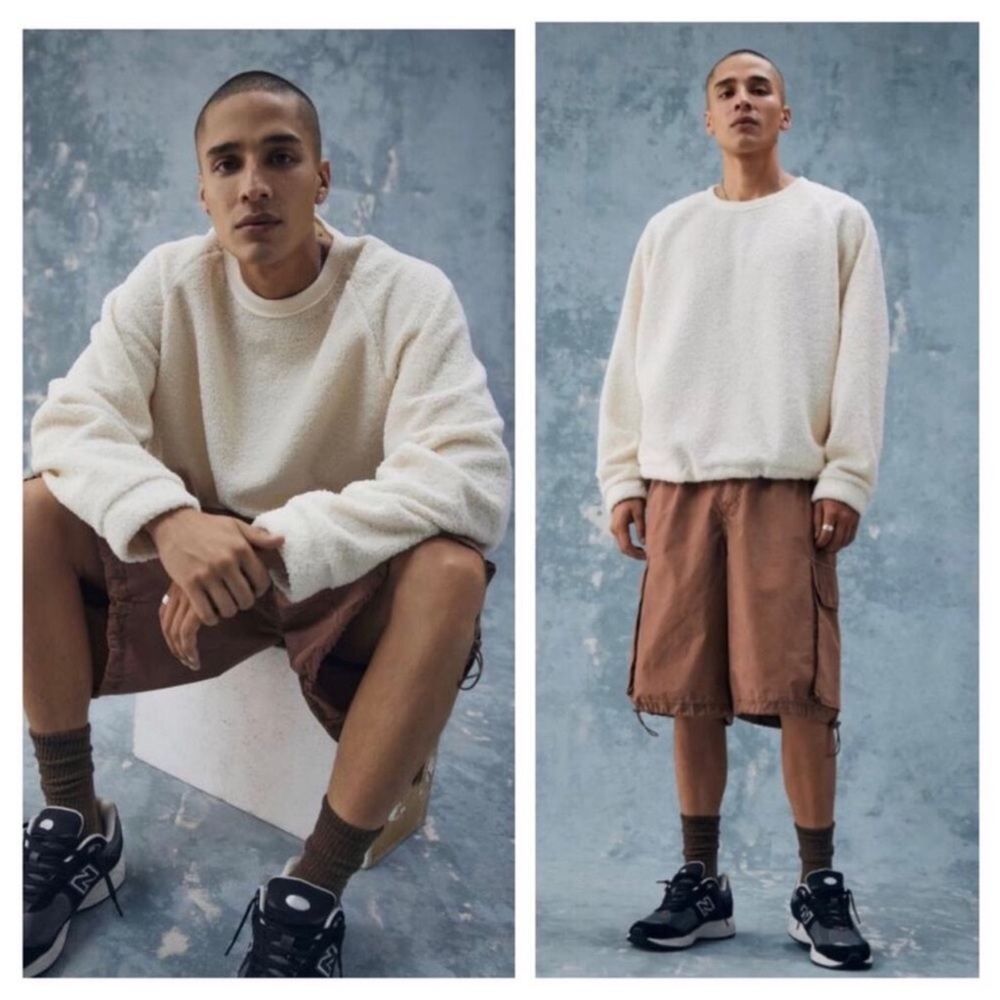 Urban Outfiiters Standard Cloth Free Throw Pile Fleece‎ Pullover XL Cream